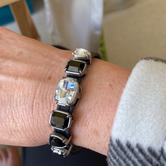 Touchstone Crystal Leather & Faceted Swarovski Crystals Bracelet - Picture 2 of 5